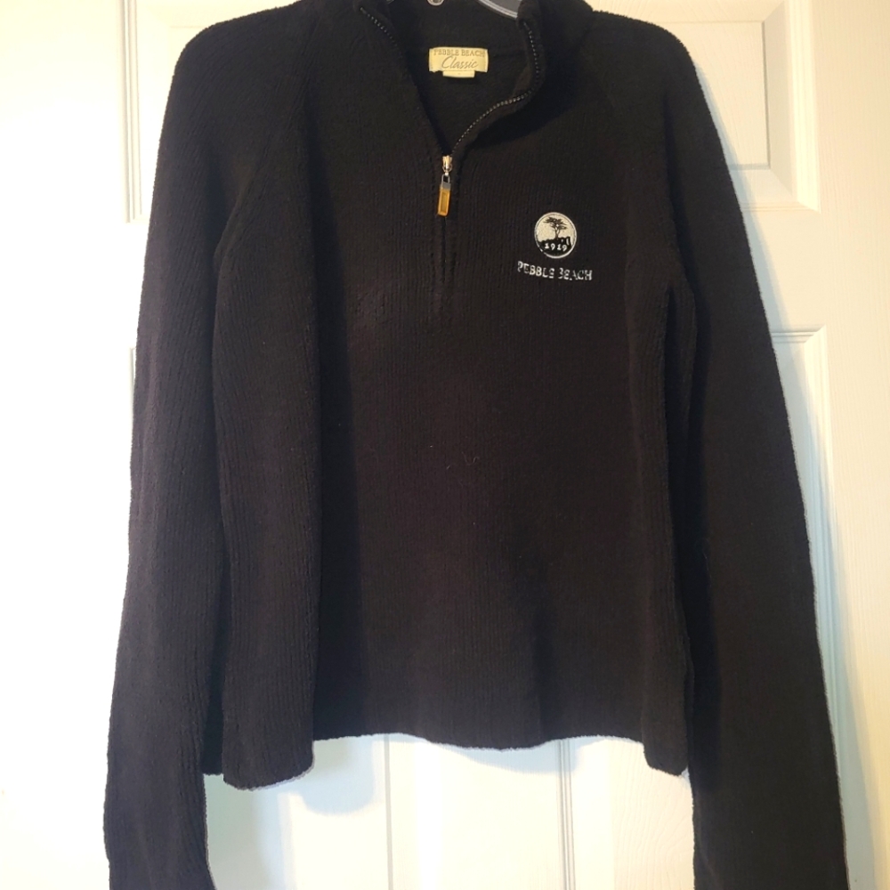 Pebble Beach Plush Half Zip Sweater Women's Size Small Black Cozy‎ Warm